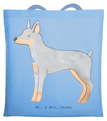 Produktbild von Mr. & Mrs. Panda Tote Bag Dobermann Pinscher Lebensretter - Sky Blue - Geschenk, Tasche, Shopping, Laptoptasche, Tragetasche, Schultasche