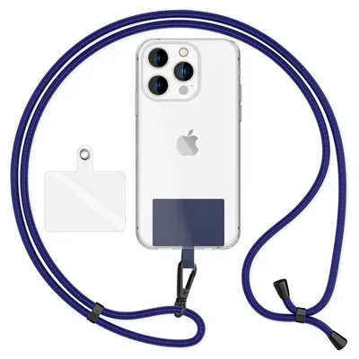 Image de HoldMe Air Edition - Lanyard universel avec 2 pads & mousqueton (noir mat) - 160cm de sangle pour portable à porter autour du cou - bleu foncé