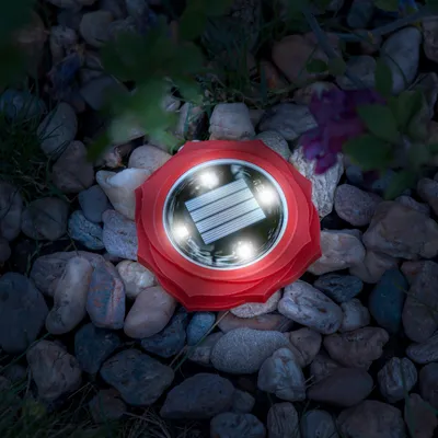 Immagine prodotto di Lampada da giardino a LED alimentata a energia solare – Rosso – 4 LED SMD bianco freddo – Ø11,5 cm – con picchetto – Alimentazione solare – Si accende automaticamente al tramonto – Illuminazione decorativa da esterno per giardini e vialetti [11767A]