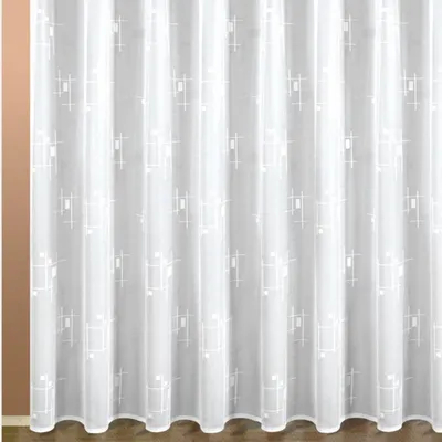 Produktbild von Fensterstore Jacquard weiß mit Kräuselband - Gardine von Albani: 145x300cm / Weiß Größe (HxB): 145x300cm Farbe: Weiß