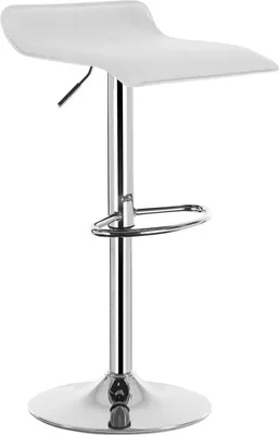 A white bar stool with a chrome base and pole, shown against a white background.