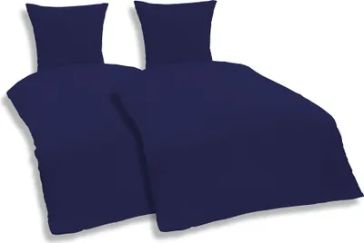 Produktbild von 4 teilige Uni Bettwäsche 135 x 200 cm navy blau Einfarbig Mikrofaser Garnitur
