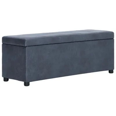 Image de The Living Store Banc avec compartiment de rangement 116 cm Gris aspect daim