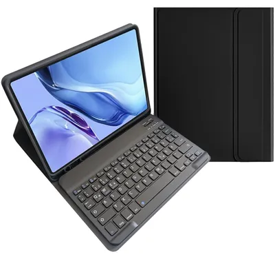 Produktbild von Mobigear Keys iPad Pro 12,9 Zoll (2022) Schutzhülle mit QWERTZ Bluetooth-Tastatur, Klappdesign und Stifthalter - Schwarz