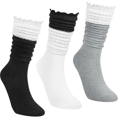 Immagine prodotto di Calzini slouchy da donna, lunghi fino al ginocchio, arricciati, versatili, 3 paia