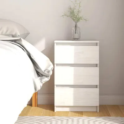 Produktbild von vidaXL Nachtschrank Weiß 40x29,5x64 cm Massivholz Kiefer
