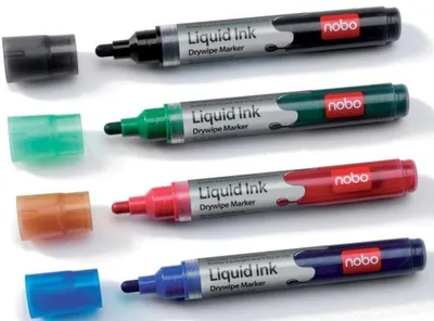 Productafbeelding van Liquid Ink whiteboardmarker, ronde punt, 4 stuks, assorti. Verpakking met 12 stuks
