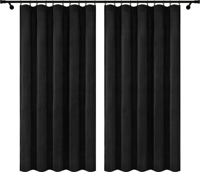 Obrázek produktu pro Velurové závěsy na pásce 140x250 cm 2 kusy černé