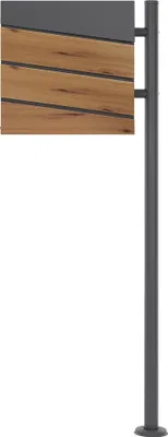 Produktbild von ML-Design Briefkasten mit Zeitungsfach, 37x37x11 cm, Anthrazit/Holzoptik, inkl. Ständer