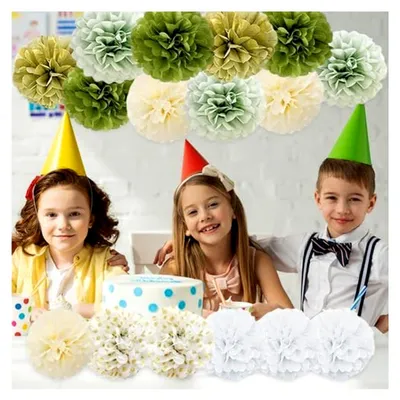 Produktbild von 16 Stück Seidenpapier Pompoms für verschiedene Anlässe