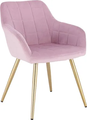 Image de Happyment Chaise Divine - Chaise de salle à manger - Velours rose - Pieds en acier dorés - 1 pièce - Hauteur d'assise 47cm - Deluxe