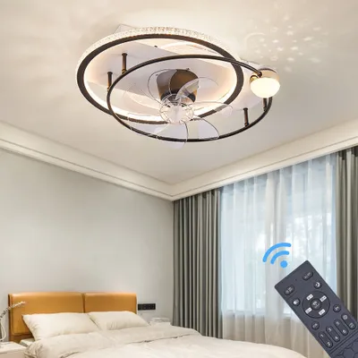 Image de ventilateur de plafond oscillant avec éclairage LED avec télécommande couleur/luminosité réglables 6 vitesses, minuterie 2 heures 
YT3306-YX