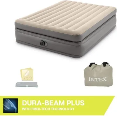 Image de Matelas Gonflable Intex Prime Comfort, 2 Personnes, 152x203x51 cm, Queen Airbed, Gris