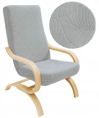 Produktbild von Sesselbezug Stretch - Husse für Schwingsessel - Hellgrau Jacquard - Passend für Poäng Sessel
