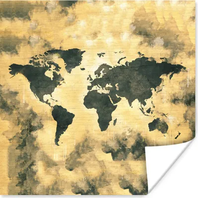 Produktbild von MuchoWow® Poster Weltkarte - Rauchen - Abstrakt 30x30 cm - Wandposter - Printing