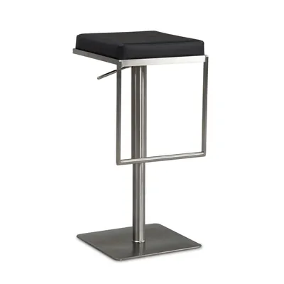 Productafbeelding van WOHNLING Barkruk, zwart, kunstleer, roestvrij staal, moderne barkruk, draaibare kruk, met bekleding, bistrostoel, metalen kruk, hoge kruk, in hoogte verstelbaar