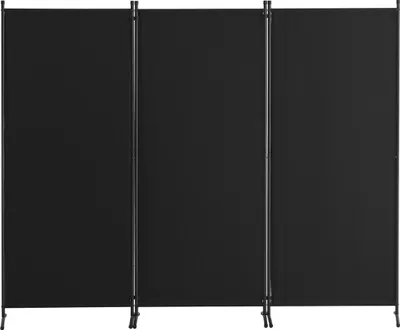 Image de Cloison de séparation 3 panneaux pliants pour plus d'intimité, en tissu, pour bureau, noir