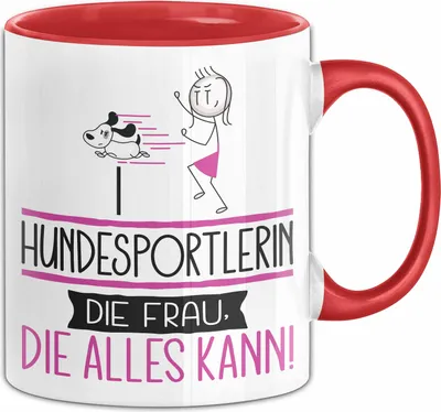 Produktbild von Hundesportlerin Geschenk Tasse Becher Die Frau Die Allen Kann Geschenkidee für eine Hundesportlerin Lustig (Rot)