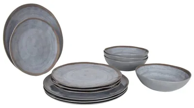 Image de Pack De Vaisselle En Mélamine Halo Gris Et Terra - 12 Pièces - Bo-camp