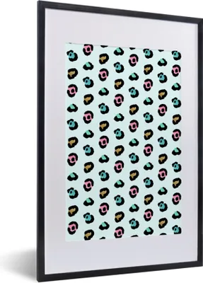 Produktbild von MuchoWow® MuchoWow® Gerahmtes Poster Farben - Pantherdruck - Muster 40x60 cm - Poster mit zchwarzem Bilderrahmen - Poster in Rahmen