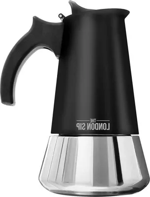 Produktbild von Edelstahl Espressomaschine Induktion 6 Tassen 300ml Schwarz