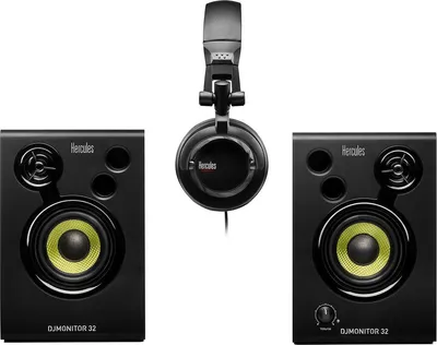 Produktbild von Hercules DJMonitor 32 + HDP DJ45 – DJ-Lautsprecherset 2x15W + DJ-Kopfhörer – Schwarz