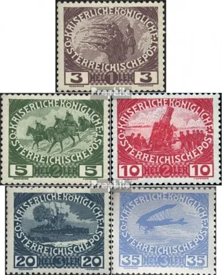 Produktbild von Briefmarken Österreich 1915 Mi 180-184 (kompl.Ausg.) Jahrgang 1915 komplett gestempelt Kriegsbilder
