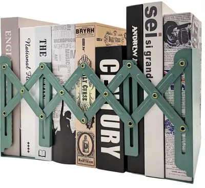 Produktbild von Verstellbare Metall-Bücherstütze – Robuster Anti-Rutsch Bücherhalter Grün
