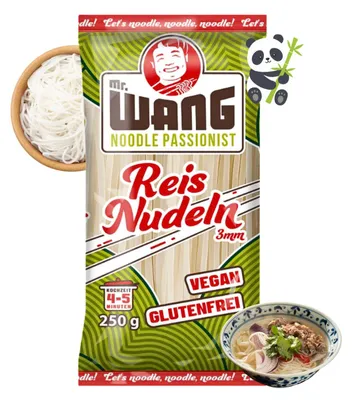Produktbild von MR Wang Reisnudeln 250g Vegan, glutenfrei - Asiatische Nudelgerichte