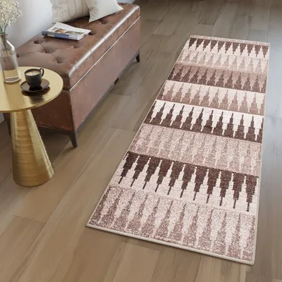 Immagine prodotto di Tappeto al metro Corridoio Ponte Soggiorno Camera da letto Pile corto Design moderno Marrone screziato Crema Beige ÖKOTEX 100 x 220