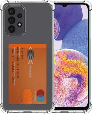 Obrázok produktu pre Smartphonica Puzdro na telefón vhodné pre Samsung Galaxy A23 s držiakom na kartu Priesvitný silikón - priehľadný nárazuvzdorný zadný kryt z TPU so slotom na kartu