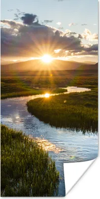 Produktbild von MuchoWow® Poster Fluss mit Blick auf einen Sonnenuntergang 20x40 cm - Plakat - Foto