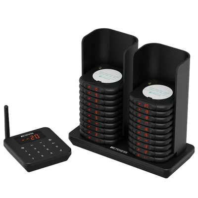 Produktbild von Retekess TD186 Restaurant Pager System, 20 Pager, 600 m, Kippdesign, 64 Rufkombinationen, automatische Weckfunktion, für Restaurant Bars Café