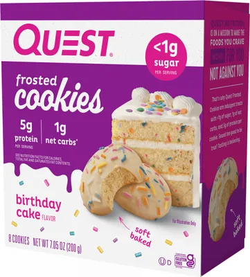 Produktbild von QUEST Nutrition | Quest Frosted Cookies | Soft Baked  No Sugar Birthday Cake