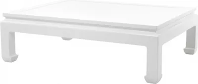 Produktbild von Casa Padrino Luxus Art Deco Designer Mahagoni Couchtisch Weiß - Wohnzimmer Salon Tisch - Luxus Kollektion
