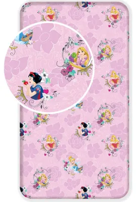 Produktbild von Kinder Bettlaken Spannbetttuch Disney Princess Schneewittchen Cinderella Rapunzel Dornröschen 90x200 + 25 cm 100% Baumwolle