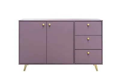 Produktbild von Kommode Siena mit 3 Schubladen und 2 Türen, Sideboard in Farbe: Lila, Schrank in Größe: 140 x 86 x 41 cm