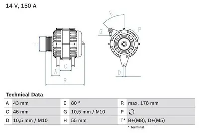 Produktbild von Bosch Lichtmaschine Generator 150A