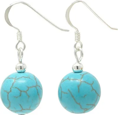 Produktbild von Ohrringe Ohrhänger aus Türkis-Howlith & 925er Silber Ø12mm Ohrschmuck Damen