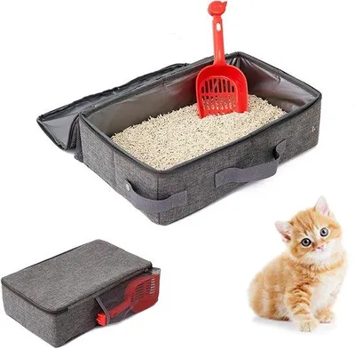 Image de Bac à litière de voyage - Imperméable et transportable - En une seule pièce - 40 x 24 x 11 cm