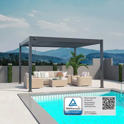 Produktbild von Deluxe Pavillon Terrassenüberdachung Aluminium 3 x 4 M anthrazit