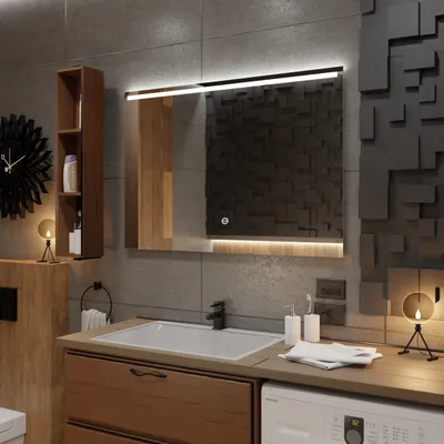Obrázek produktu pro Koupelnové zrcadlo s LED osvětlením a dotykovým vypínačem - Giza - 130 cm, 90 cm