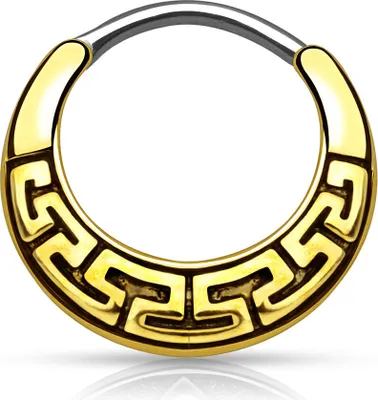 Produktbild von Nasenpiercing Septum Tribal Nasenring aztekisch Chirurgenstahl Azteken Muster Nasen Ring antik-gold
