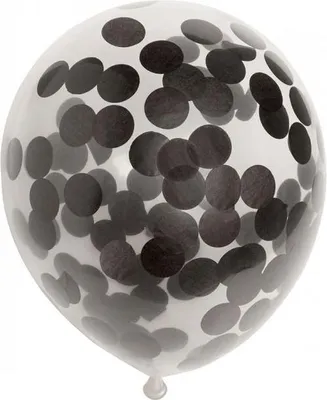 Produktbild von 6 durchsichtige Luftballons mit Konfetti in Schwarz 30 cm
