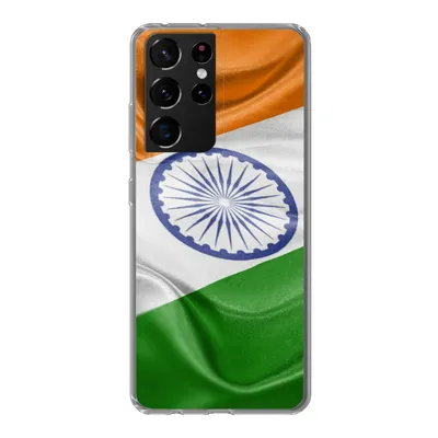 Produktbild von MuchoWow® Handyhülle Schutzhülle Hülle für Samsung Galaxy S21 Ultra Nahaufnahme der Flagge von Indien Silikon Softcase Handy Hülle - Mobiltelefon