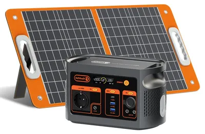 Zdjęcie produktu dla Przenośna stacja zasilania z panelem słonecznym, o mocy 300W, wyposażona w akumulator LiFePO4 o pojemności 222Wh i wyjściem o czystej sinusoidzie