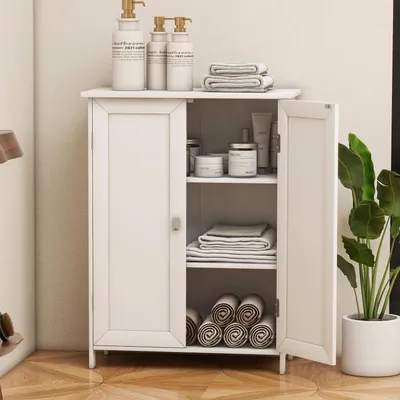 Immagine prodotto di Mobiletti sottolavabo stretto, con due ante, bianco, in MDF, dimensioni 30 x 60 x 80 cm