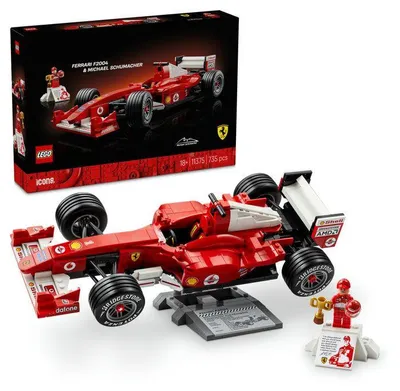 Produktbild von LEGO Icons Ferrari F2004 & Michael Schumacher, F1 Modellauto Set für Erwachsene, Formel 1 Rennwagen Replika