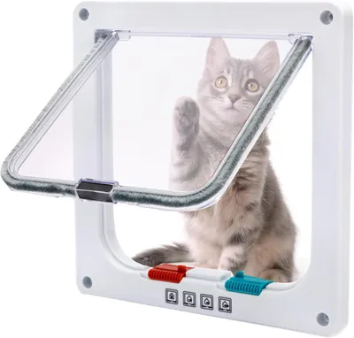 Productafbeelding van Kattenluik met sluiting, voorzien van microchipherkenning, geschikt voor kleine dieren, 1 stuk, voor huisdierenluiken