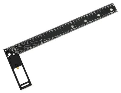 Obrázok produktu pre 400 mm dorazový štvorhran Presný univerzálny kombinovaný štvorhran z hliníkovej zliatiny na presné vytyčovanie Kreslenie s pravítkom s viacerými uhlami dorazu Úhlomer